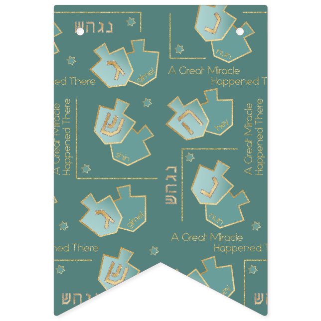 Hanukkah Frack Banner Turquoise Gold Dreidel (Sechzehnte Fahne)