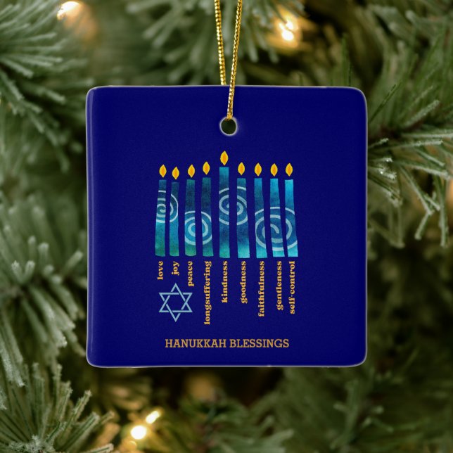 HANUKKAH Frucht des Geistes Keramikornament (Baum)