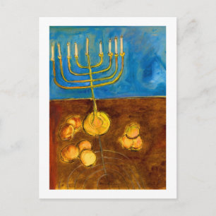 Hanukkah Gelt und Menorah Art Card Feiertagspostkarte