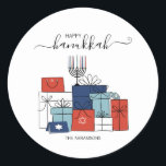 Hanukkah Geschenke & Menorah Feiertage Sticker<br><div class="desc">Personalisieren Sie den benutzerdefinierten Text oben. Weitere Koordinationsgegenstände finden Sie in unserer Kollektion "Geschenke und eine Menorah".</div>