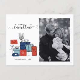 Hanukkah Geschenke & Menorah Foto Feiertagspostkarte