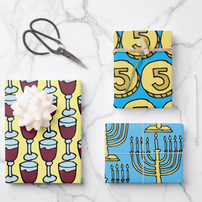 Hanukkah Geschenkpapier Set (Vorderseite)