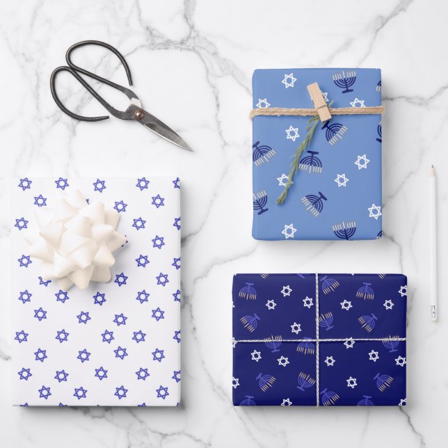 Hanukkah Geschenkpapier Set (Vorderseite)