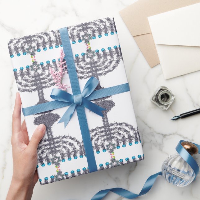 Hanukkah glam menorah hanukkiah geschenkpapier (Schenken)