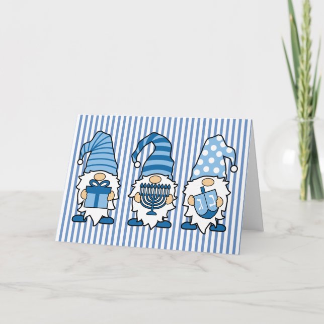 Hanukkah Gnomes Trio Greeting Card Feiertagskarte (Vorderseite)