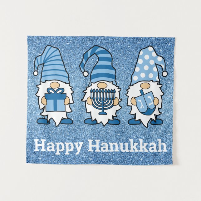 Hanukkah Gnomes Trio Tapestry Wandteppich (Vorderseite (Horizontal))