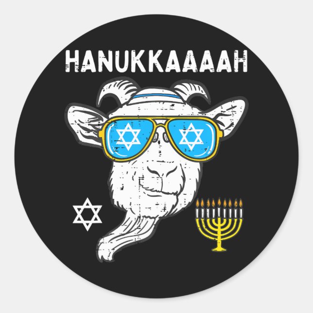 Hanukkah Goat Chanukah Jüdischer Bauer Runder Aufkleber (Vorderseite)