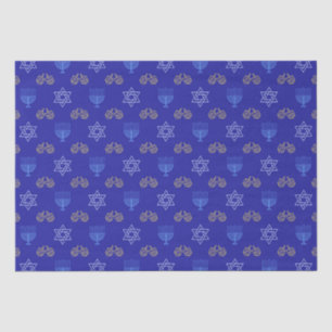 Hanukkah Gold Dreidel Star von David Menorah Blue Seidenpapier