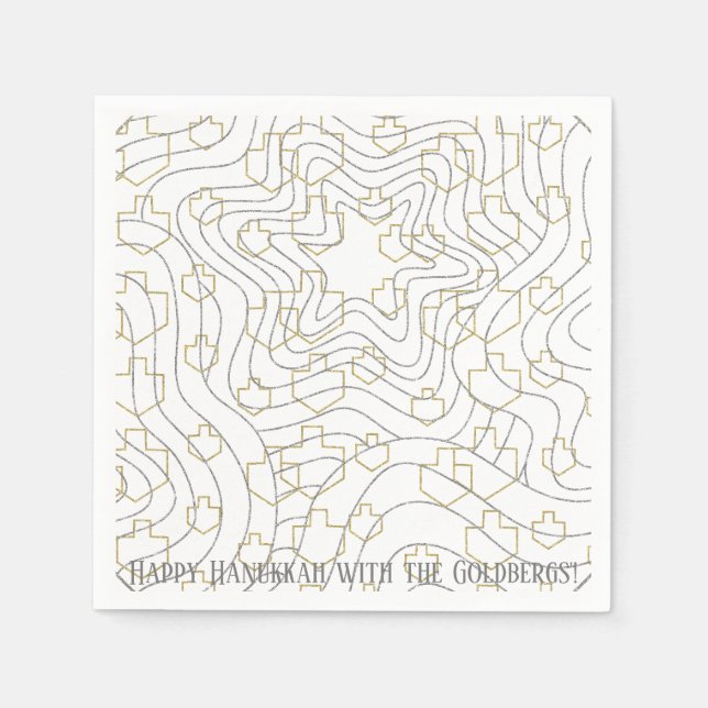 Hanukkah Gold N Silver Dreidels Serviette (Vorderseite)