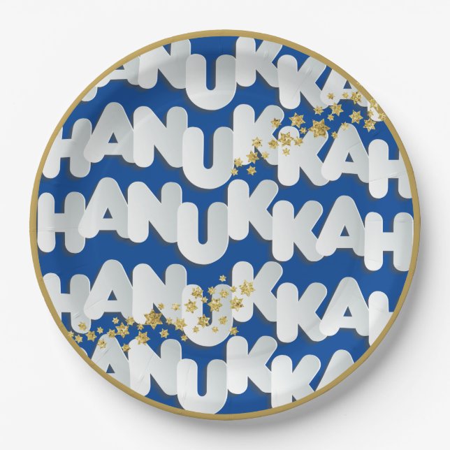 Hanukkah Gold Stars Paper Plate Pappteller (Vorderseite)