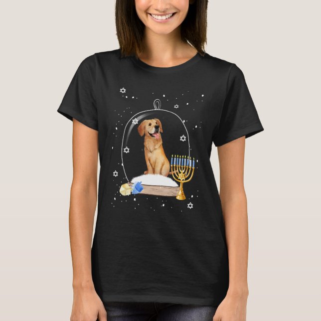 Hanukkah Golden Retriever Dog Snow Globe Pajama T-Shirt (Vorderseite)