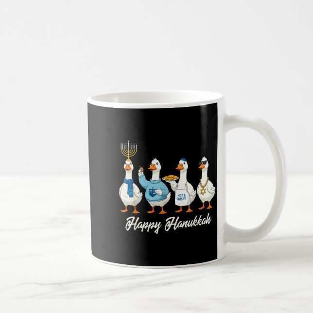 Hanukkah Goose Happy Hanukkah Menorah Dreidel Jewi Kaffeetasse (Rechts)