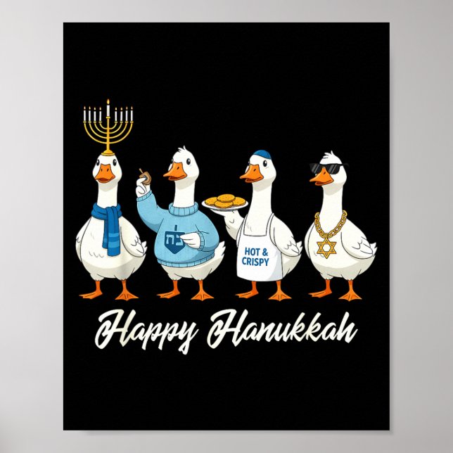 Hanukkah Goose Happy Hanukkah Menorah Dreidel Jewi Poster (Vorne)