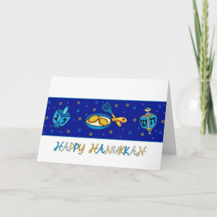 Hanukkah Greeting Card With Dreidel And Latkes Feiertagskarte