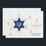 Hanukkah Greetings Holiday Card<br><div class="desc">Eine elegante Hanukkah Grußkarte mit einem Stern von David und Menorah. (Bild von pikisuperstar von Freepik.com). Die Karte lässt sich leicht mit Ihren Formulierungen, Schriftart und Schriftart anpassen. Nicht genau das, was Sie suchen? Alle unsere Produkte können auf Ihre Bedürfnisse zugeschnitten werden, ohne Aufpreis. Kontaktieren Sie uns einfach unter askcottonlamb@gmail.com....</div>