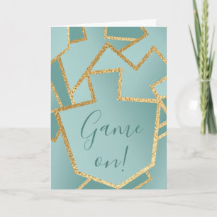 Hanukkah Gruetkarte Elegant Dreidels/Türkis Feiertagskarte