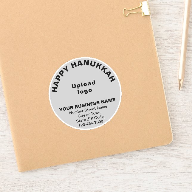 Hanukkah Gruß auf Gray Round Vinyl Aufkleber (Notizbuch)