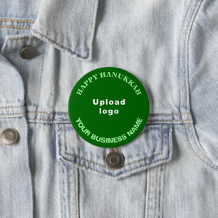 Hanukkah Gruß auf grünem Runder Button