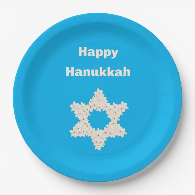 Hanukkah Gruß mit Blume Pappteller (Vorderseite)