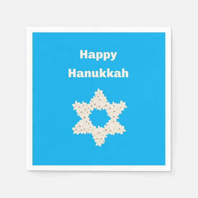 Hanukkah-Gruß mit Blumen Serviette (Vorderseite)