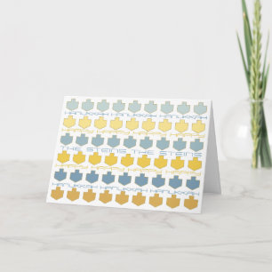 Hanukkah Grußkarte "Blue/Gold Dreidels" Feiertagskarte