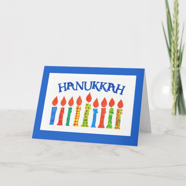 Hanukkah Grußkarte mit Kerzen Feiertagskarte (Vorderseite)
