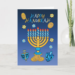 Hanukkah Grußkarte mit Menorah Feiertagskarte