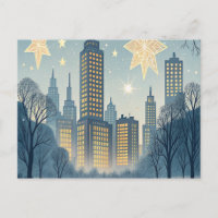 Hanukkah-Grußkarte mit Stadt-Silhouette