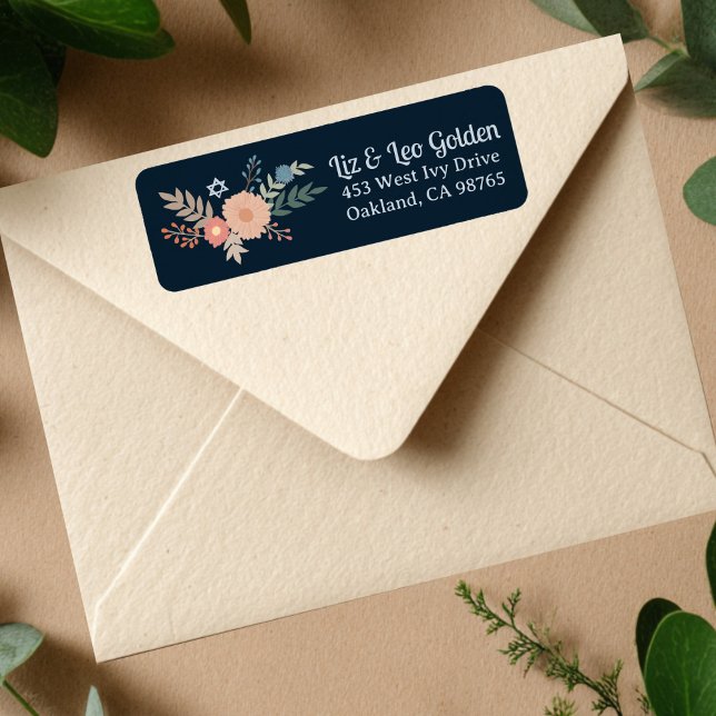 HANUKKAH HandGezeichnet CUSTOM-Rücksendeadresse (HANUKKAH Hand-Drawn Floral CUSTOM Return Address Label
)