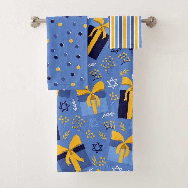Hanukkah Handtuch Set Blue & Yellow Star von David (Insitu)