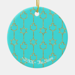 Hanukkah "Hanging Gold Charms" Circle Ornament