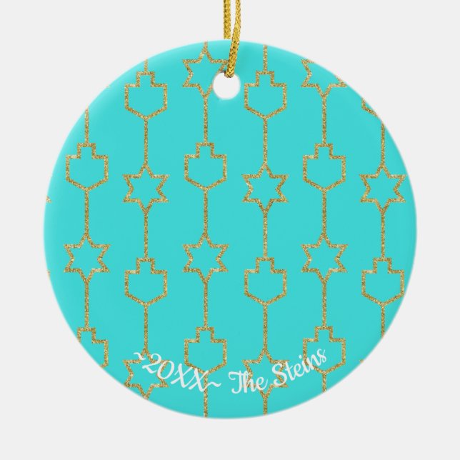 Hanukkah "Hanging Gold Charms" Circle Ornament (Vorne)