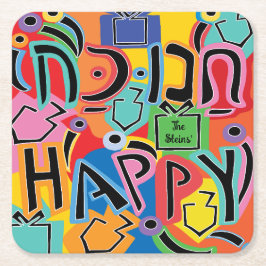 Hanukkah Happy Art Rechteckiger Pappuntersetzer