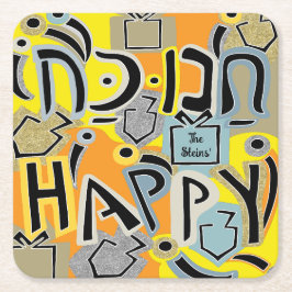 Hanukkah Happy Glitzy Art Rechteckiger Pappuntersetzer