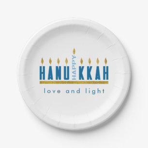 Hanukkah   Happy Hanukkah Menorah Custom Pappteller