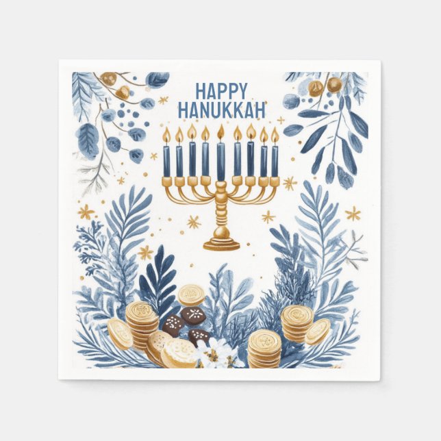 Hanukkah Harmony Wasserfarbenfestival Serviette (Vorderseite)