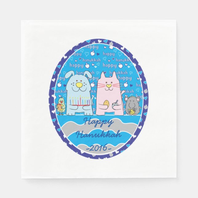 Hanukkah Haustiere Napkins Standardgröße Serviette (Vorderseite)