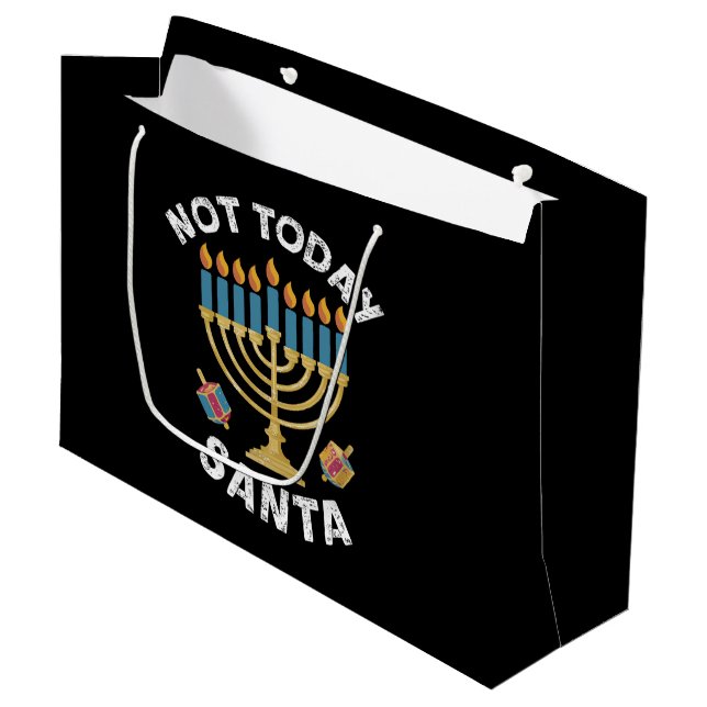 Hanukkah heute nicht Santa jüdische Chanukah Große Geschenktüte (Vorderseite Schrägansicht)