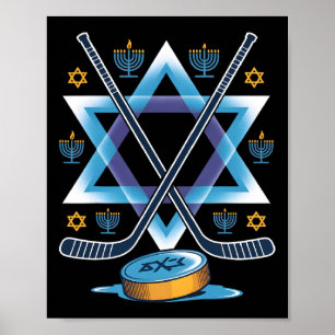 Hanukkah Hockey Menora Stern Feiertage Sportfest Poster