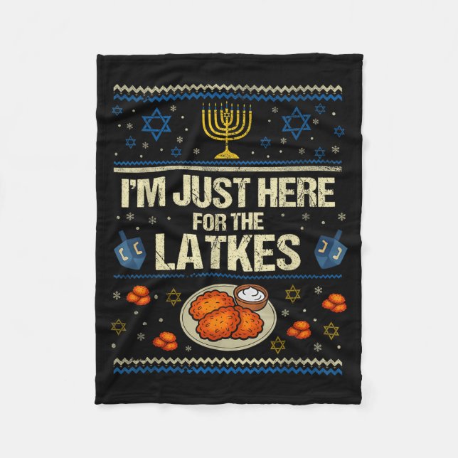 Hanukkah Im Just Here For The Latkes Chanukah Hanu Fleecedecke (Vorderseite)