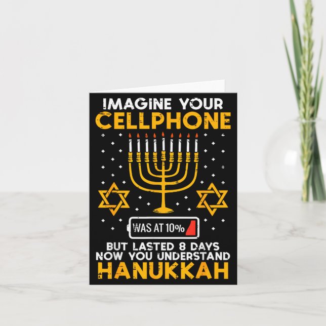 Hanukkah Imagine Your Cellphone Chanukah Jew Men W Karte (Vorderseite)