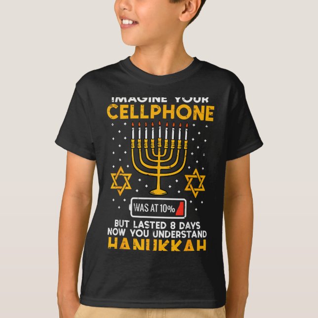 Hanukkah Imagine Your Cellphone Chanukah Jew Men W T-Shirt (Vorderseite)