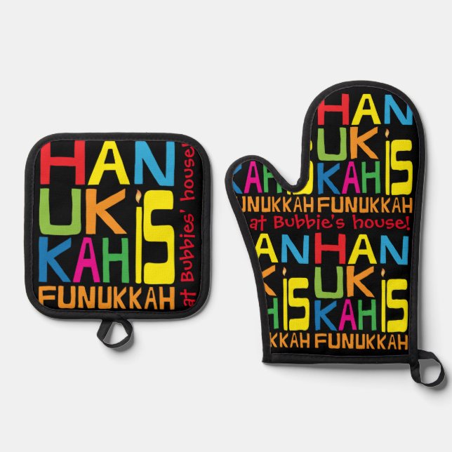 Hanukkah ist Funukkah Oven Mitt & Pot Holder Set (Vorderseite)