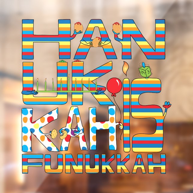 Hanukkah ist Funukkah Window Clying Fensteraufkleber (Blatt 2)