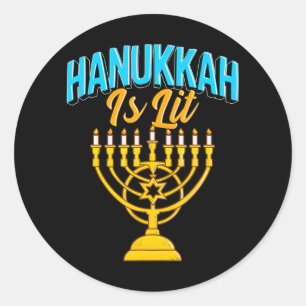 Hanukkah ist Lit Runder Aufkleber