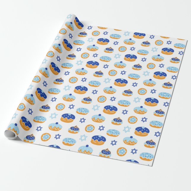 Hanukkah Jelly Donut Star von David Wrapping Paper Geschenkpapier (Ungerollt)
