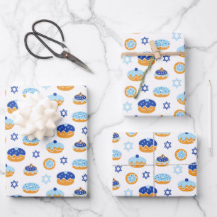 Hanukkah Jelly Donut Star von David Wrapping Paper Geschenkpapier Set