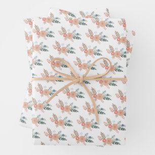 Hanukkah Jewish Bat Mitzvah Florals Handgezeichnet Geschenkpapier Set