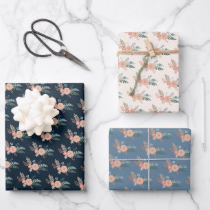 Hanukkah Jewish Bat Mitzvah Florals Handgezeichnet Geschenkpapier Set