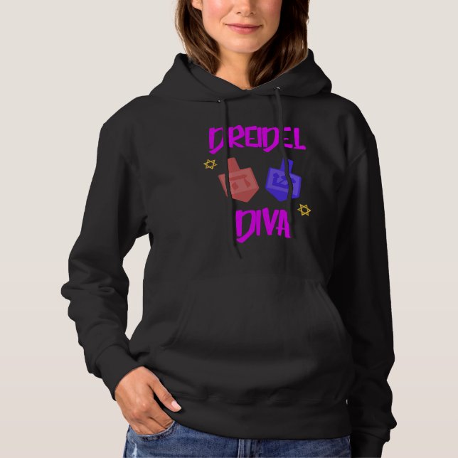 Hanukkah Jewish Dreidel Diva Womens Hoodie (Vorderseite)